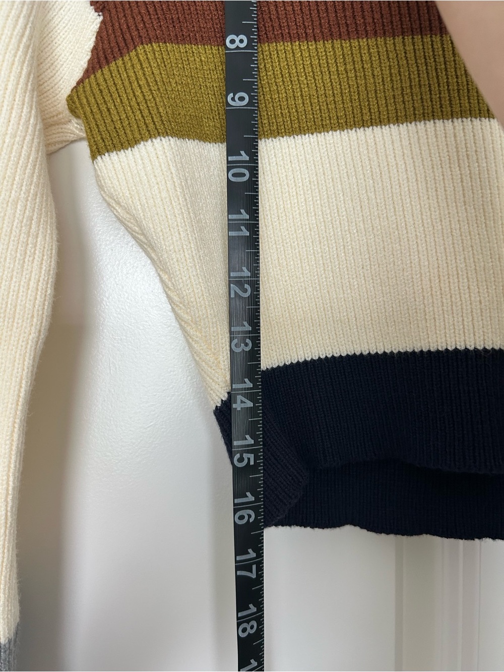 Striped Ribbed Square-Neck Cropped Sweater - Picture 3 of 4